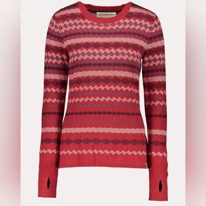 Obermeyer Red and White Striped Reece Ski Sweater in Saint Bernard